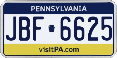 PA license plate JBF6625