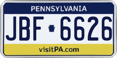 PA license plate JBF6626