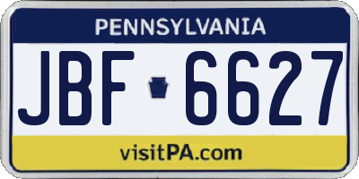 PA license plate JBF6627