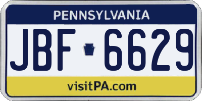 PA license plate JBF6629