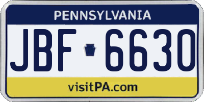 PA license plate JBF6630