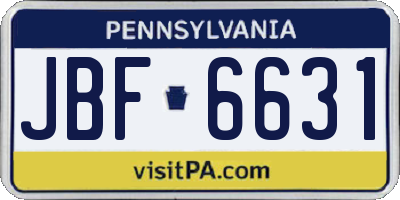 PA license plate JBF6631