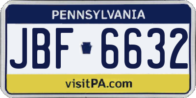 PA license plate JBF6632