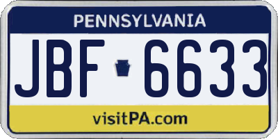 PA license plate JBF6633