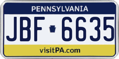 PA license plate JBF6635