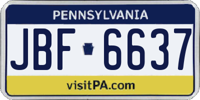 PA license plate JBF6637