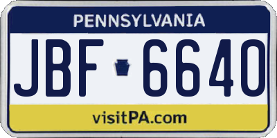 PA license plate JBF6640