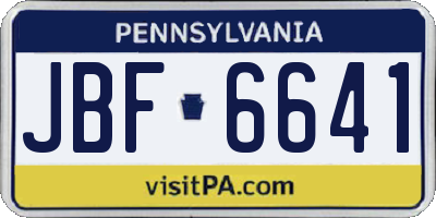 PA license plate JBF6641