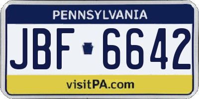 PA license plate JBF6642