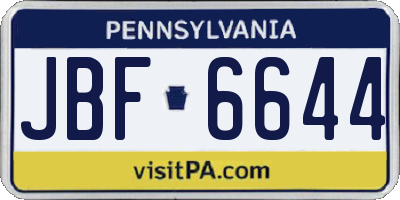 PA license plate JBF6644