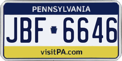 PA license plate JBF6646