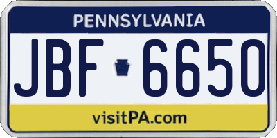 PA license plate JBF6650