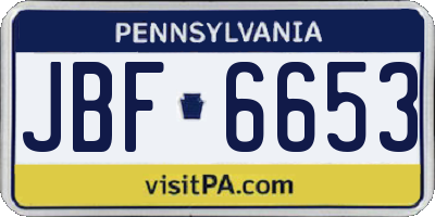 PA license plate JBF6653