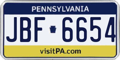 PA license plate JBF6654