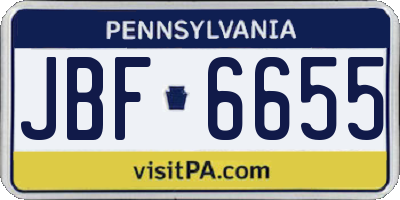 PA license plate JBF6655