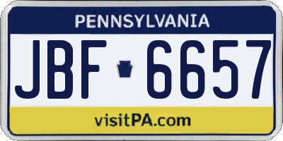 PA license plate JBF6657