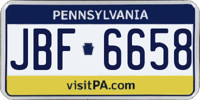 PA license plate JBF6658