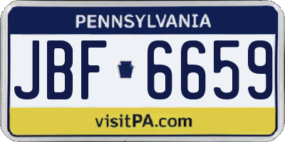 PA license plate JBF6659