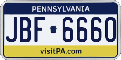 PA license plate JBF6660