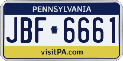 PA license plate JBF6661