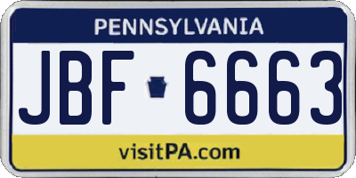 PA license plate JBF6663