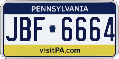 PA license plate JBF6664