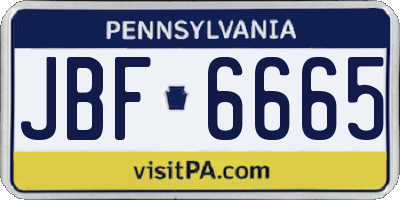 PA license plate JBF6665