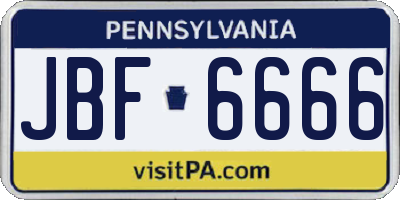 PA license plate JBF6666