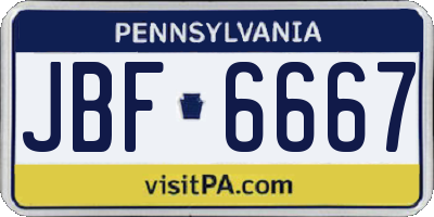 PA license plate JBF6667