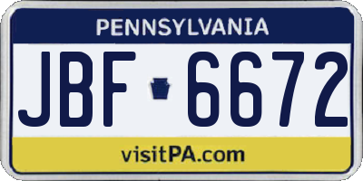 PA license plate JBF6672