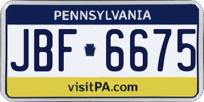 PA license plate JBF6675