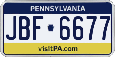 PA license plate JBF6677