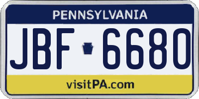 PA license plate JBF6680