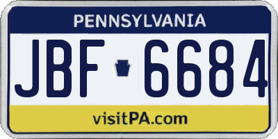 PA license plate JBF6684