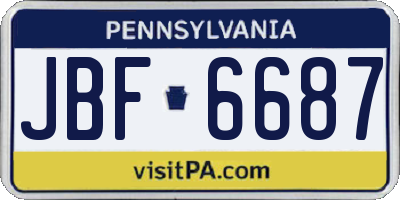 PA license plate JBF6687