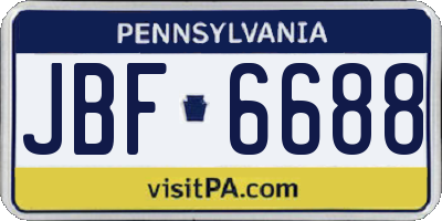 PA license plate JBF6688