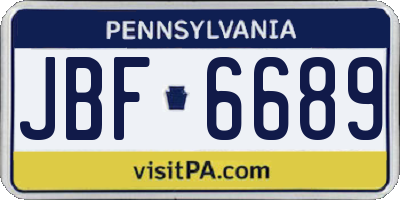 PA license plate JBF6689