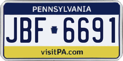 PA license plate JBF6691