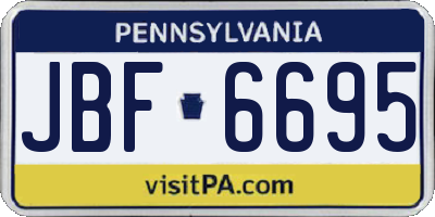 PA license plate JBF6695