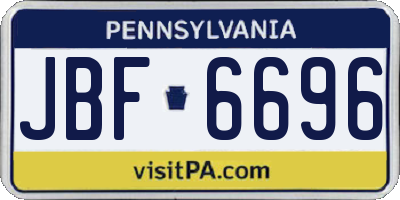 PA license plate JBF6696