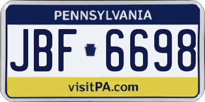 PA license plate JBF6698