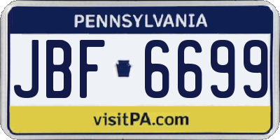 PA license plate JBF6699