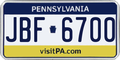 PA license plate JBF6700