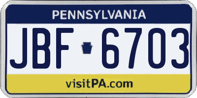 PA license plate JBF6703