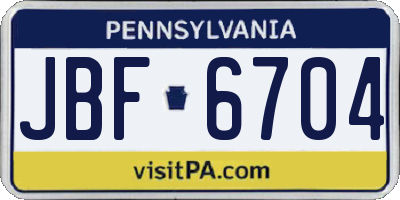 PA license plate JBF6704