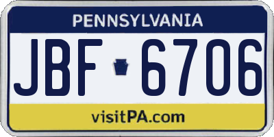 PA license plate JBF6706