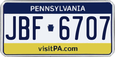 PA license plate JBF6707