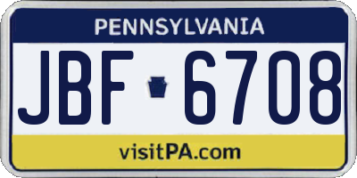 PA license plate JBF6708