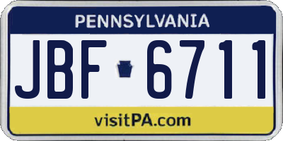 PA license plate JBF6711