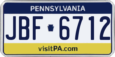 PA license plate JBF6712